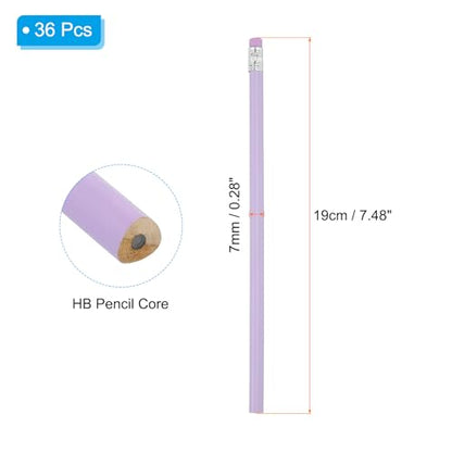 PATIKIL Round Pencils, 36 Pack Triangle HB Graphite Pencil Woodcase Wooden Pencils with Eraser for Classroom Office Writing Drawing Supplies, Purple - color: Purple