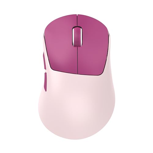 hunart H6 49g Wireless Mouse, Bluetooth & 2.4GHz Rechargeable Mouse, Lightweight Silent Ergonomic Mouse with USB-C Charging, Portable Right-Hand Office Mouse for Laptop, PC, MacBook(Berry Pink) - color: Berry Pink