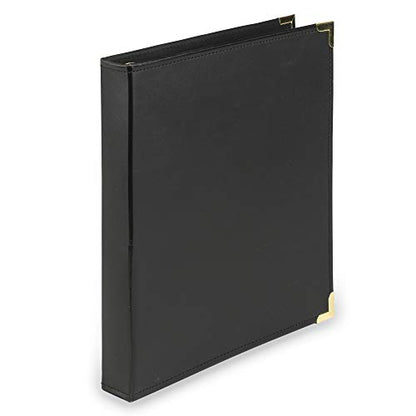 Samsill Leather Binder, Classic Collection, 3 Ring, Executive Presentation Portfolio, 1 Inch (Holds 200 Sheets), Brass Round Ring, Black - color: Black, size: 1 Inch, style: Classic