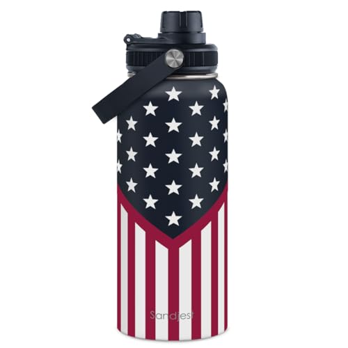American Flag Insulated Stainless Steel Water Bottle 32oz, Vacuum Chug Lid Travel Tumbler for Men Friends Dads Grandpa, Birthday Christmas July 4th - color: American Flag 1