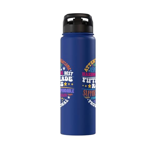 Fifth Grade Rocks Teacher Student - 5th Grade Back to School Stainless Steel Insulated Water Bottle - color: Royal Blue
