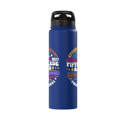 Fifth Grade Rocks Teacher Student - 5th Grade Back to School Stainless Steel Insulated Water Bottle - color: Royal Blue