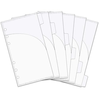 1 Pack A6 Dividers with Tabs and Pockets Binder Pockets Smooth Clear PP Budget Cash Envelopes 0.2mm Thick Double Pockets Index Dividers Outside Loading Money Organizer - color: Clear, size: A6 - 6 Tabs