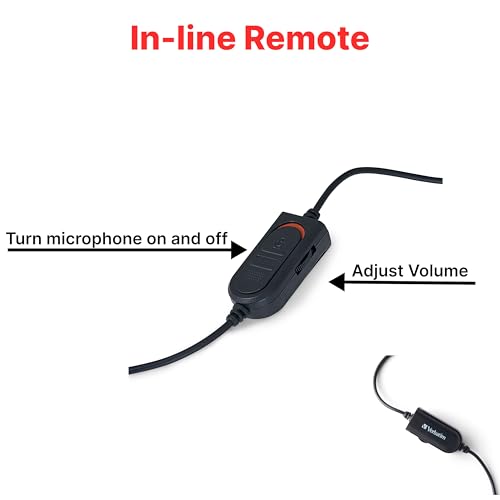 Verbatim Mono 3.5mm Wired Headset with Microphone and in-Line Remote, Black - size: 6.33, style: Mono