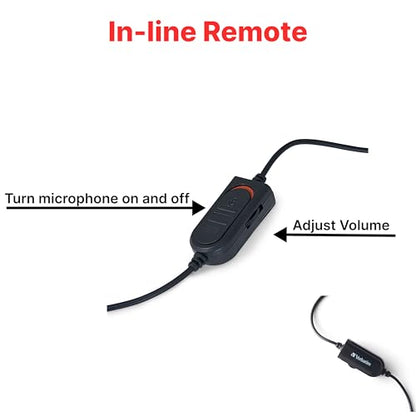 Verbatim Mono 3.5mm Wired Headset with Microphone and in-Line Remote, Black - size: 6.33, style: Mono