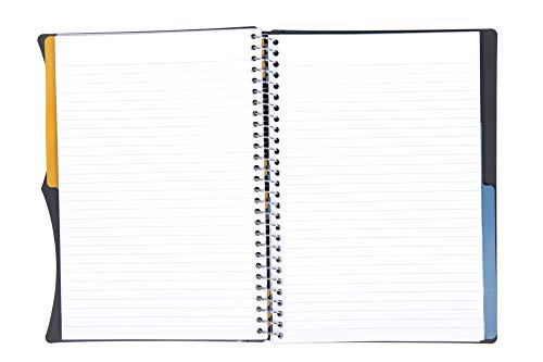 Mintra Office Durable PREMIUM Spiral Notebook, ((Black, 2 Subject (6in x 9.5in)), Wire, Fabric Covered Coils, No Snags, Removable Adjustable Pocket Dividers, Ruler, Organization, Customizable - color: Black, size: 2 Subject (6in x 9.5in)