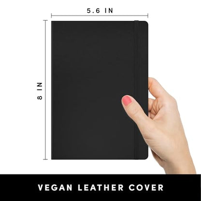 PAPERAGE Lined Journal Notebook, (Black), 160 Pages, Medium 5.6 in x 8 in - 100 GSM Thick Paper – Hardcover Journaling Notebook for Work, School & Note Taking - color: Black, style: A. Lined