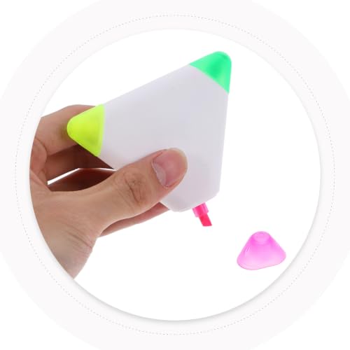 10pcs Triangle Highlighter Pens in 3 Colors, Plastic Portable Highlighters for Note Taking and Classroom Use, Prevents Smudges, for Students and Teachers