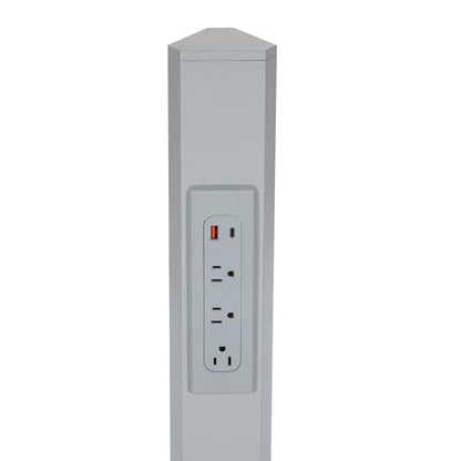 Office Star Power Anywhere Freestanding Station for USB Type-A and C, and 3 A/C Outlets, Silver