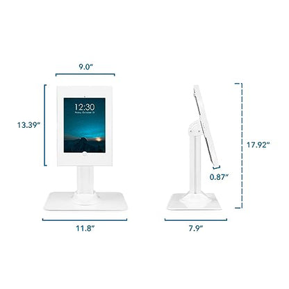 Mount-It! iPad Kiosk Stand, Anti-Theft Steel Countertop Enclosure, White | Locking POS Tablet Stand for Retail, Freestanding or Bolt-Down, 90 Deg Rotation, 75 Deg Tilt, iPad Pro, Air, Gen 7-11 - color: White