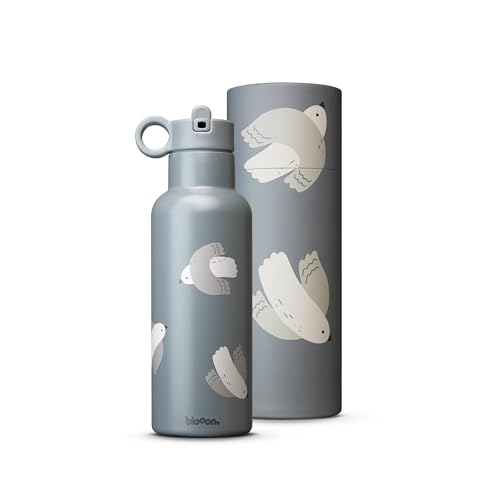 Blooom Insulated Stainless Steel Kids Water Bottle With Straw Lid | Durable, Leakproof, Cupholder Friendly | Kids Tumbler for School, Travel and Outdoors | Modern Design (Birds, 16 oz) - color: Birds, size: 16 Ounces