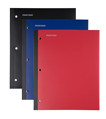 Mintra Wireless Notebook 3pk - 80 Sheets - College Ruled (Black, Blue, Red) - color: Black, Blue, Red