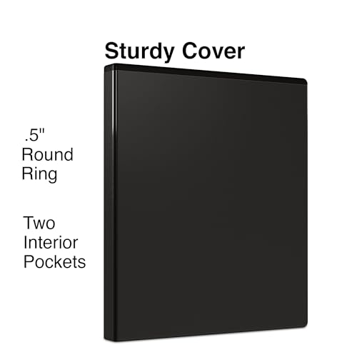 Staples 1/2" 3-Ring View Binder, Black, 4/Pack - color: Black, size: 4 Pack, style: 0.5'' Inch