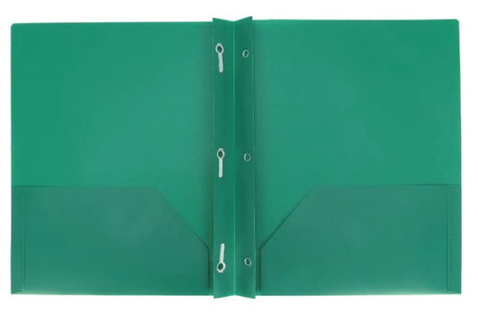 Back to School.Aurora LLC.School,Office Supplies.Plastic Folders with Prongs and Two Pockets(Green) - color: Green