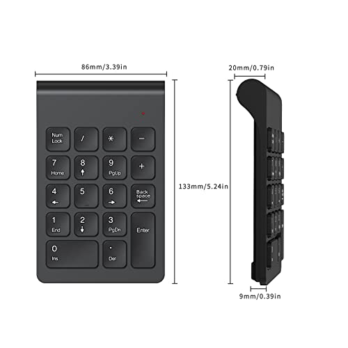 cimetech Wireless Number Pad, 2.4G Numeric Keypad Numpad with USB Receiver, 18 Keys Portable Mini Keyboard for Laptop Notebook, Desktop, Surface Pro, PC - Black - color: 2.4G-Black