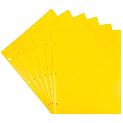 JAM PAPER Heavy Duty Plastic 3 Hole Punch Pocket Folders - Extra Tough School Folders - Yellow - 6/Pack - color: Yellow, size: 6 Per Pack