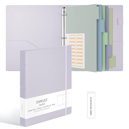 Ospelelf Vintage Hardcover 3 Ring 1 inch Leather Binder, Professional Binders Organizer Suitable for Letter Size Documents, Binder Dividers with Tabs, Purple - color: Purple, size: Letter Size - 1 Inch Ring