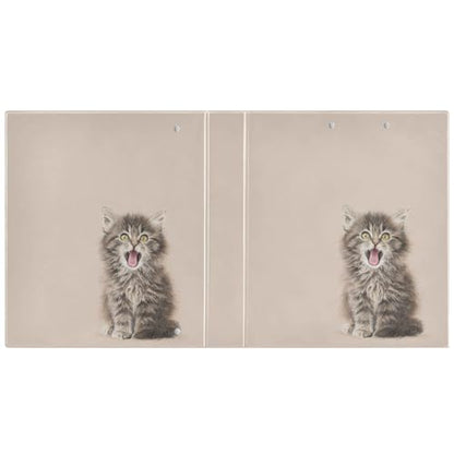 Fustylead Realistic Tabby Kitten Yawning Pattern 3 Ring Binder, D-Rings 1.5" Hardcover Folder, Fits 200 Sheets of A4 Paper, Durable Clipboard & Clean View with Inside Pockets for School Home Office - size: 12.4x10.63x2.36 Inch-2 Pack