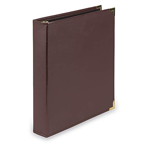 Samsill Classic Collection Leather 3 Ring Binder, Executive Presentation Portfolio, 1.5 Inch (Holds 325 Sheets), Brass Round Ring, Burgundy - color: Burgandy, size: 1.5 Inch, style: Classic