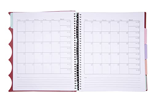 Mintra Office Durable PREMIUM Spiral Notebook (Chili Oil, 5 Subject (8.5in x 11in)) - color: Chili Oil, size: 5 Subject (8.5in x 11in)