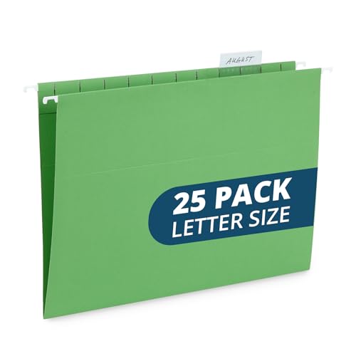 Blue Summit Supplies Hanging File Folders, 25 Reinforced Hang Folders, Designed for Home and Office Color Coded File Organization, Letter Size, Green, 25 Pack - color: Green