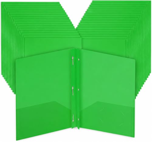 Mr. Pen- Plastic Folders with Pockets and Prongs, 36 Pack, Letter Size | Green, Flexible Plastic Folders with Prongs and Card Slot - color: Green, size: 36 Pack
