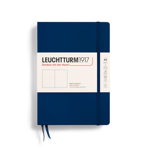 LEUCHTTURM1917 - Notebook Hardcover Medium A5-251 Numbered Pages for Writing and Journaling (Navy, Plain) - color: Navy, style: Plain