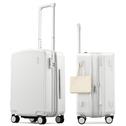 Hanke 20 Inch Expandable Carry On Luggage, 22x14x9 Airline Approved, TSA Lock Hard Shell Lightweight Suitcase for Men Women (Smoke White) - color: Smoke White, size: 20 Inch EXT