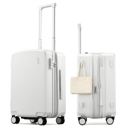 Hanke 20 Inch Expandable Carry On Luggage, 22x14x9 Airline Approved, TSA Lock Hard Shell Lightweight Suitcase for Men Women (Smoke White) - color: Smoke White, size: 20 Inch EXT