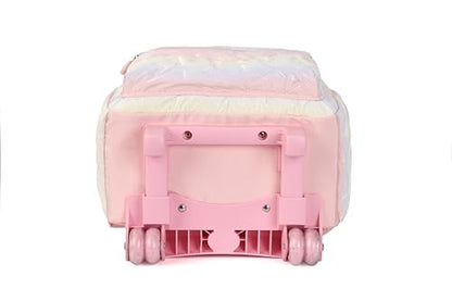 Pink Rolling school backpack for girls with Lunch Box 3pc Set(QUILTED PINK) - color: Quilted Pink