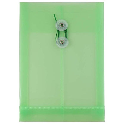 JAM PAPER Plastic Envelopes with Button & String Tie Closure - 6 1/4 x 9 1/4 - Green - 12/Pack - color: Green, size: 6 x 9