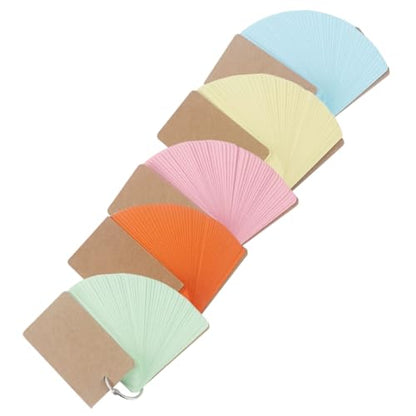 5pcs Metal Binder Ring Flash Cards for Studying Blank Index Note Cards Portable Words Memory