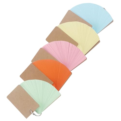 5pcs Metal Binder Ring Flash Cards for Studying Blank Index Note Cards Portable Words Memory