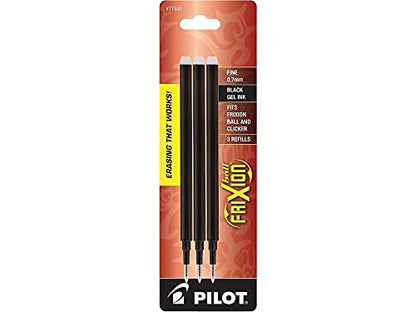 Pilot 77330 Frixion Gel Pen Refills.7mm, Medium Pt, 3/PK, Black