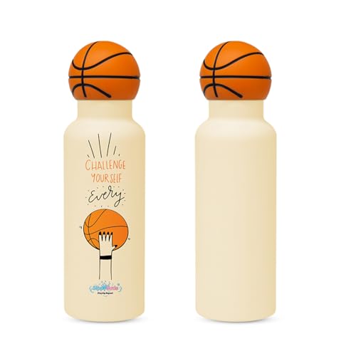 Challenge Yourself Basketball Water Bottle - Insulated with Basketball Design for Enthusiasts – Stainless Steel Water Bottle with Leak Proof Design - 16oz - color: Basketball Bottle
