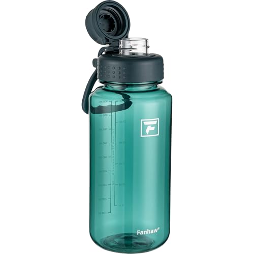 Fanhaw 32 oz Clear BPA-Free Tritan Water Bottle with Fast-Flow Spout Lid, BPA-Free & Leak-Proof Wide-Mouth Reusable Bottle for Gym, School & Office, Back to School Essentials (Dark Green) - color: Dark Green, style: 32 Ounces