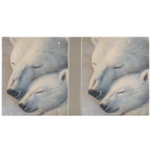 Fustylead Soft Cozy Polar Bear Love Motif 3 Ring Binder, D-Rings 1.5" Hardcover Folder, Fits 200 Sheets of A4 Paper, Durable Clipboard & Clean View with Inside Pockets for School Home Office - size: 12.4x10.63x2.36 Inch-2 Pack