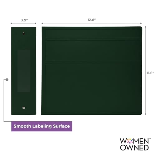 Carstens 4-Inch Heavy Duty 3-Ring Binder - Side Opening, Forest Green, Durable Plastic, Precision No-Gap Rings, Waterproof Cover, No Pockets, Holds 600 US Letter Sheets, BPA-Free Made in USA (1850-3R) - color: Hunter Green, size: Individual