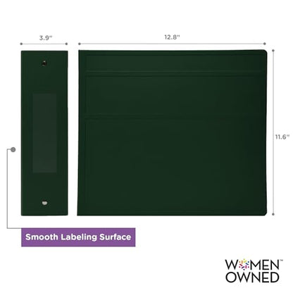Carstens 4-Inch Heavy Duty 3-Ring Binder - Side Opening, Forest Green, Durable Plastic, Precision No-Gap Rings, Waterproof Cover, No Pockets, Holds 600 US Letter Sheets, BPA-Free Made in USA (1850-3R) - color: Hunter Green, size: Individual