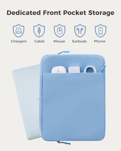 ProCase Laptop Sleeve 15" for MacBook Air/Pro 15 Inch M5/M4/M3/M2 -Airblue | Slim Travel Sleeve with Soft Plush Lining & Large Front Pocket, Water-Resistant, Also Fit 15" HP Dell Lenovo ASUS Acer - color: Airblue, size: 15-inch