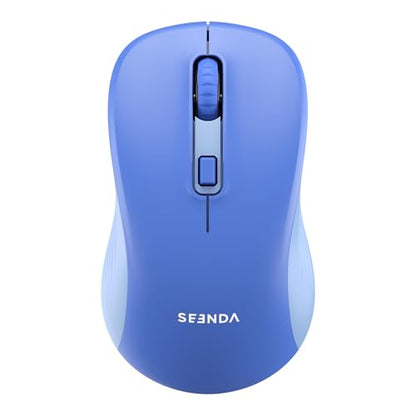 seenda Bluetooth Wireless Mouse, Bluetooth & 2.4G USB Dual Mode, Quiet Clicks, 1600 DPI Smooth Tracking, Ergonomic Design, 24-Months Battery Life, Portable Mouse for Laptop/Mac/Ipad/PC/Tablet-Blue - color: Blue
