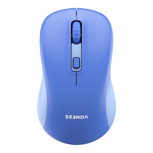 seenda Bluetooth Wireless Mouse, Bluetooth & 2.4G USB Dual Mode, Quiet Clicks, 1600 DPI Smooth Tracking, Ergonomic Design, 24-Months Battery Life, Portable Mouse for Laptop/Mac/Ipad/PC/Tablet-Blue - color: Blue