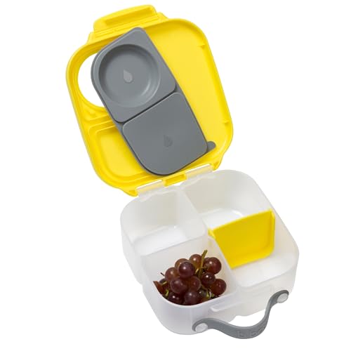 b.box Mini Lunch Box Kids | 4.25 Cup Leak Proof Bento Box for Kids Ages 3+ | 3 Compartment Snack Containers, School Lunch Container, Dishwasher Safe, BPA-Free, PFAS-Free - Lemon Sherbet - color: Lemon Sherbet, size: 1-pack