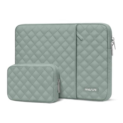 MOSISO Laptop Case 13.3 inch, 13-13.3 inch Laptop Sleeve Compatible with MacBook Air/Pro 13 / Pro 14, HP Dell Acer ASUS Lenovo,Square Quilted Vertical Computer Bag with Pocket&Small Case,Antique Green - color: Antique Green, size: 13.3 inch