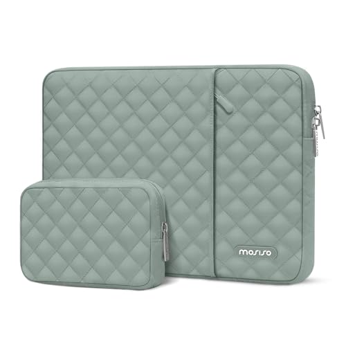 MOSISO Laptop Case 13.3 inch, 13-13.3 inch Laptop Sleeve Compatible with MacBook Air/Pro 13 / Pro 14, HP Dell Acer ASUS Lenovo,Square Quilted Vertical Computer Bag with Pocket&Small Case,Antique Green - color: Antique Green, size: 13.3 inch