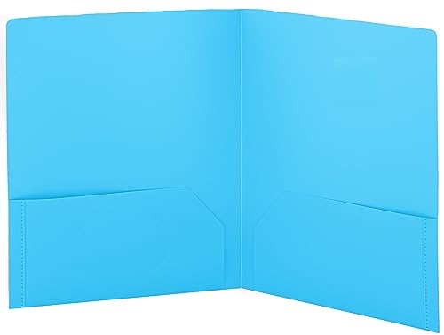 Folders with 2 Pockets Blue, Colored Plastic File School Folder Letter Size, Heavy Duty Poly Portfolio Folder with Two-Pockets, Also Available in Purple, Green, Red, Pink, and Grey, 1 Pc - By Enday - color: Blue, size: 1