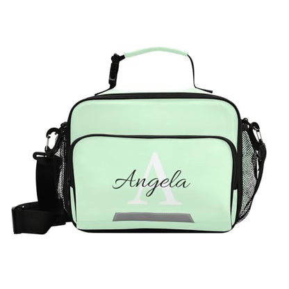 Custom Student Lunch Bag for Boys Girls Mint Green Color Personalized Name Lunch Box Insulated Cooler Bag for School Picnic Office - color: Multi10