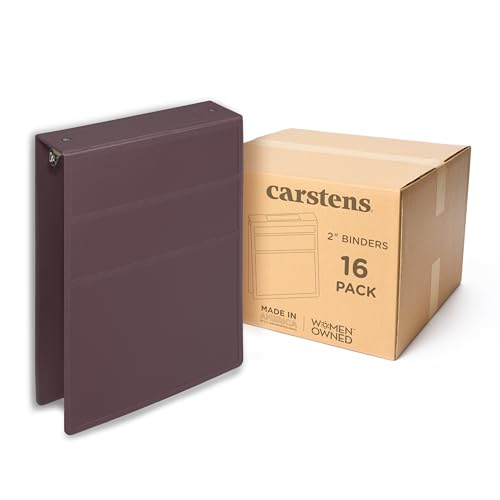 Carstens 2-Inch Heavy Duty 3-Ring Binder - Top Opening, Plum, Durable Plastic, No-Gap Rings, Waterproof Cover, No Pockets, Holds 300 US Letter Sheets, BPA-Free, Made in USA (5873-3R), Case of 16 - color: Mulberry, size: Case of 16