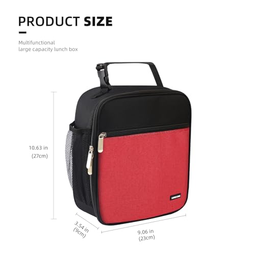 Lovoeo Lunch box Lunch bag for men women Insulated Lunchbox Lunch bags for Work Picnic Travel (Thicken hot red) - color: Thicken hot red