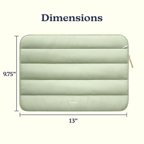 Vandel Puffy Laptop Sleeve Case for 13-14 inch Laptop Sleeve Bag Case 13.3 Inch with Zipper Pocket, Compatible with MacBook Air 13, Pro 14/13 iPad Pro 12.9, HP Dell ASUS, Computer Bag Cover - color: Sage